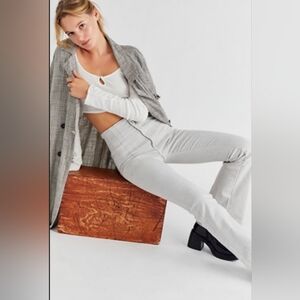 Free People Jayde Flare Lighr Grey White High Waisted Bell Bottoms sz 27